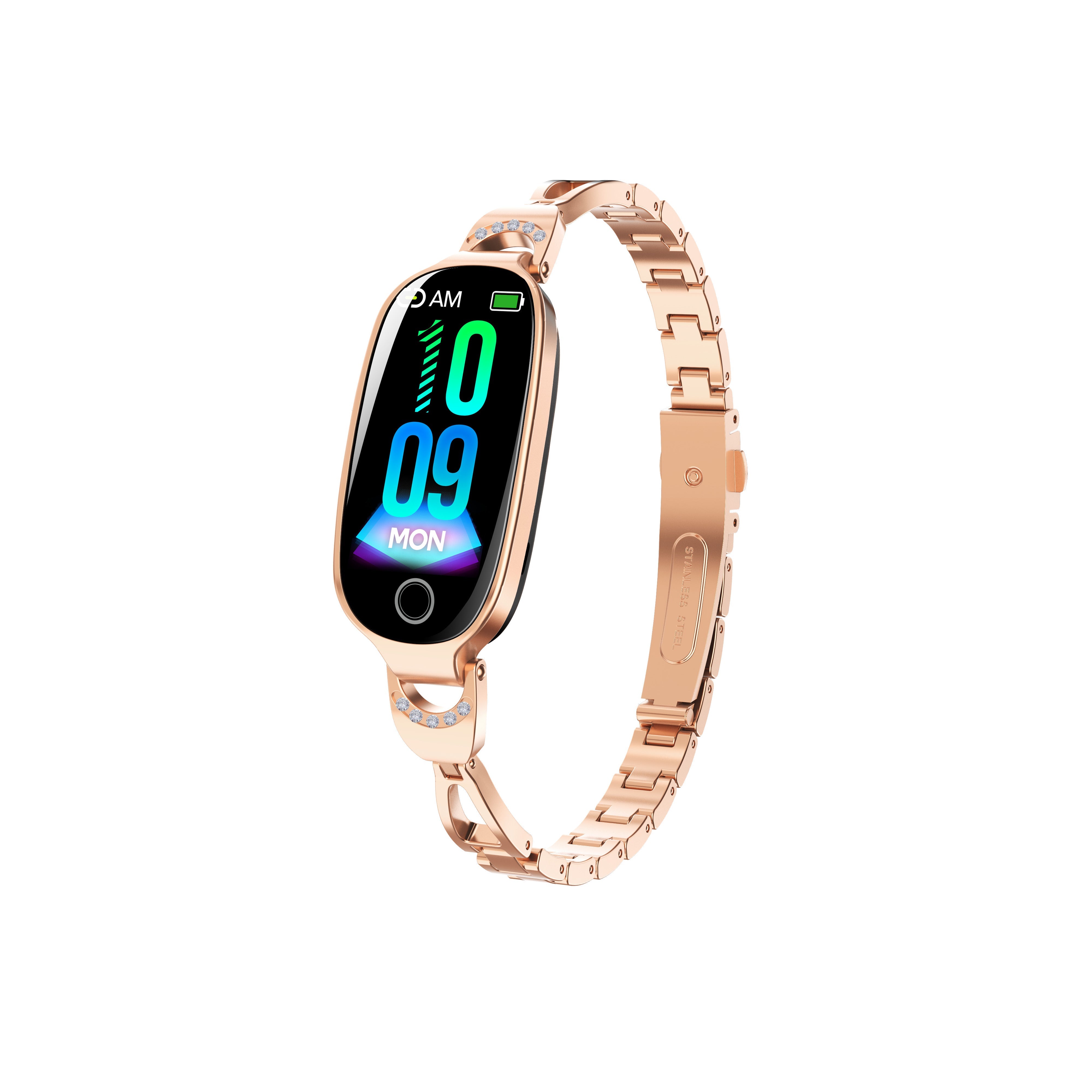 Gold Smartwatch for Women Compatible for Android& IOS with Female Menstrual Cycle Heart Rate Blood Pressure Remote Photography Waterproof Pedometer