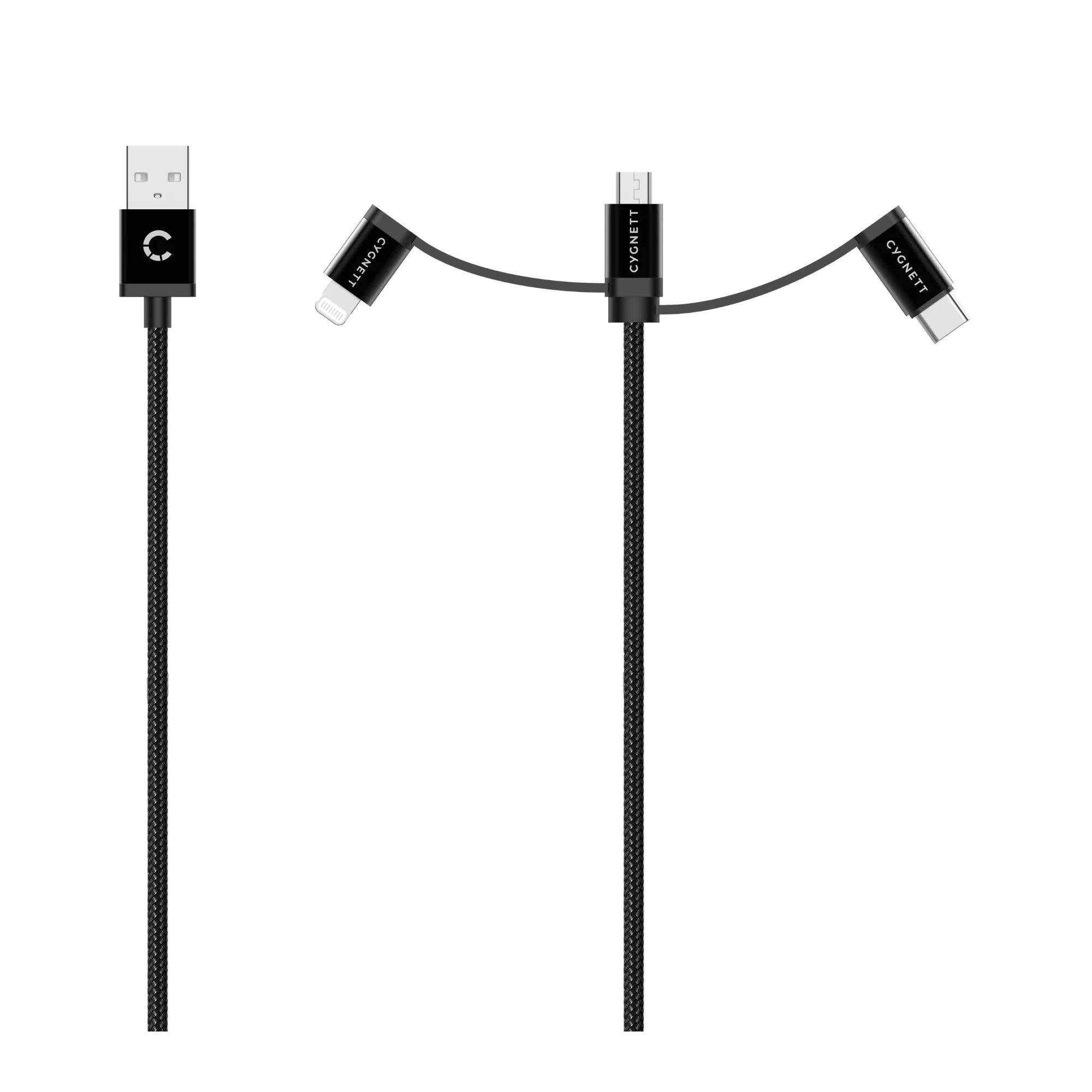 Cygnett Essential Universal 3-In-1 Braided USB Charging Cable 1M for Multi Devices