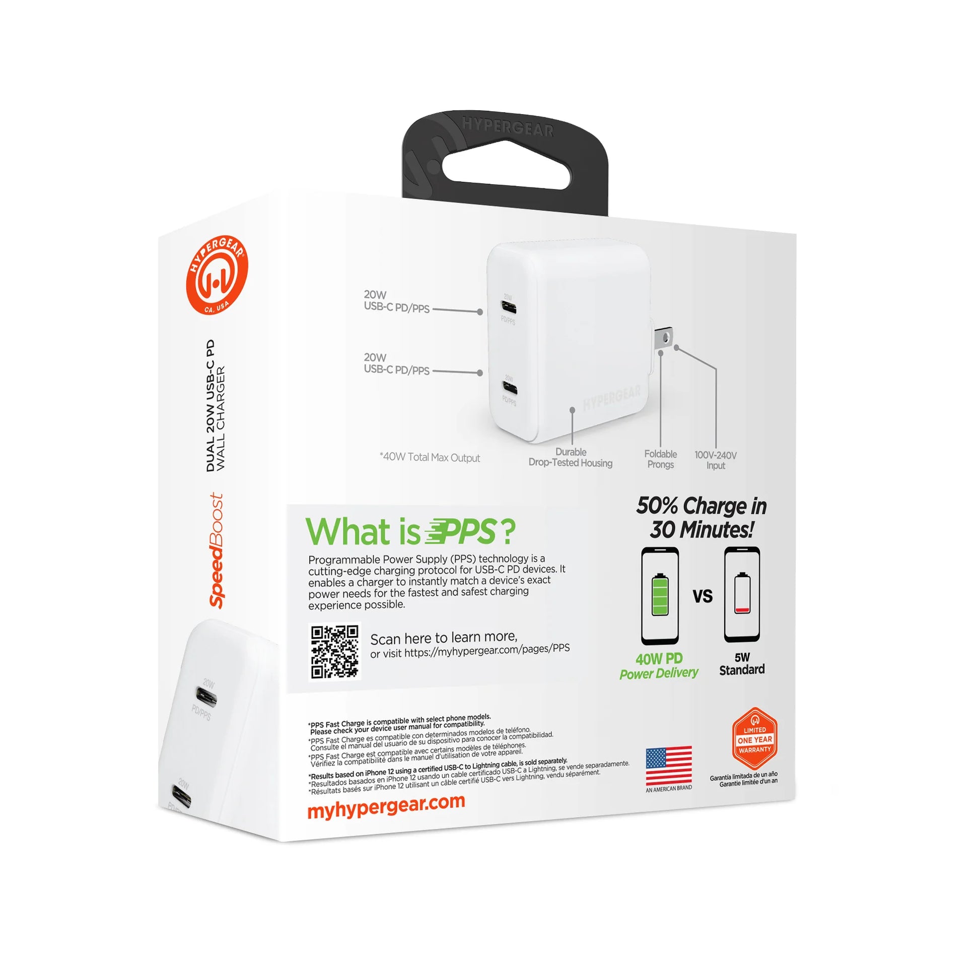 Hypergear PD40W Dual USB-C Wall Charger