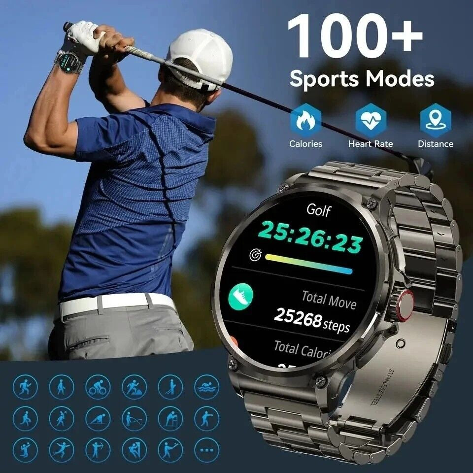 1.85" Ultra HD Smartwatch GPS Bluetooth Call Health Monitoring Watch Gym Gift