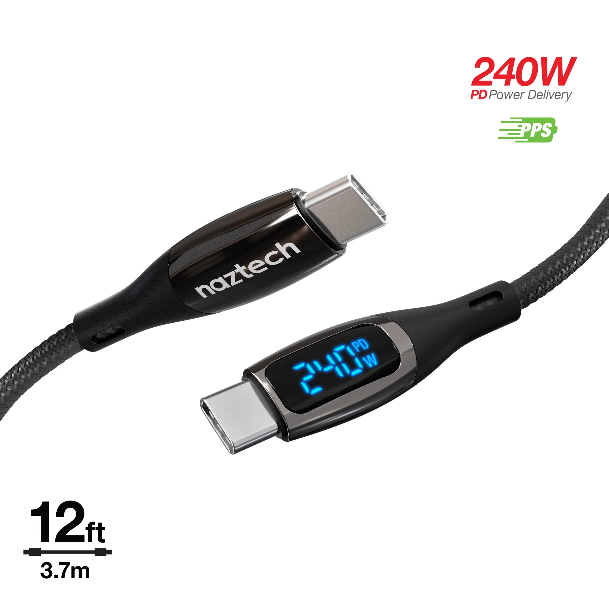 Naztech Digiwatt USB-C to USB-C Digital LED Cable 12Ft