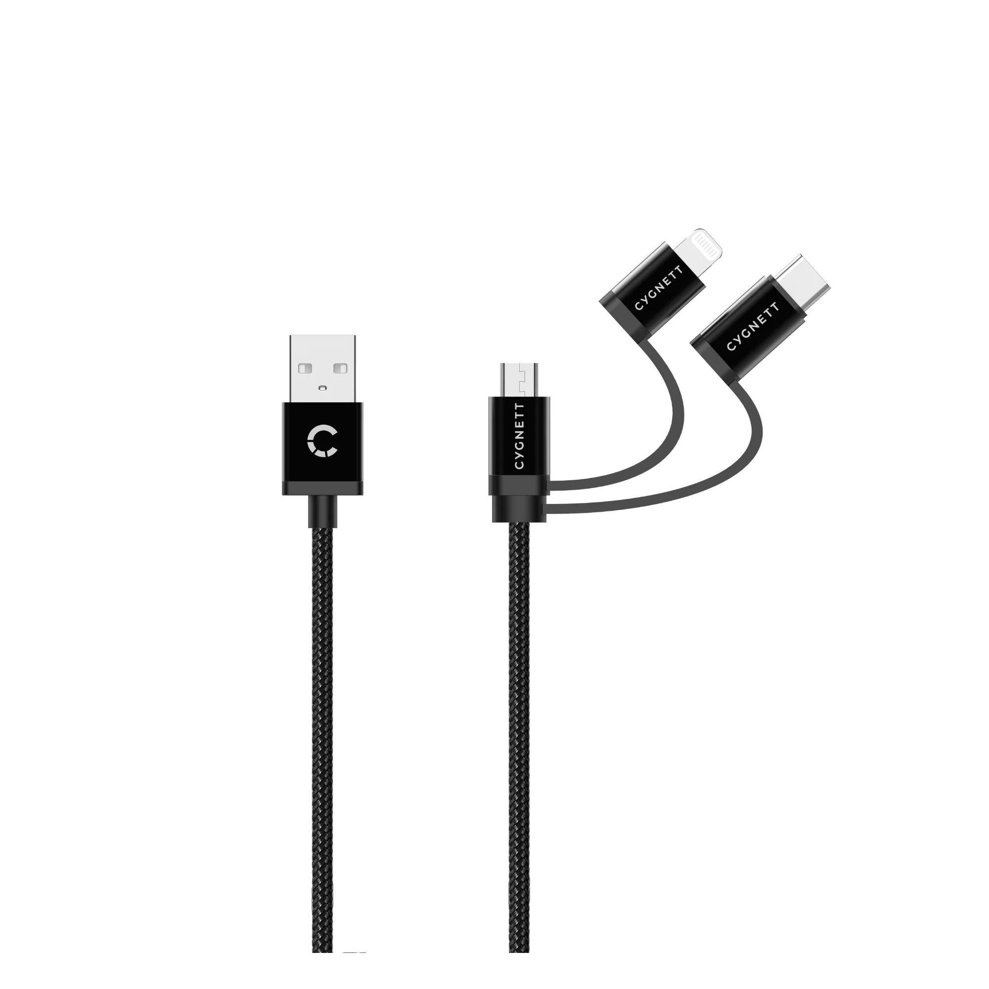 Cygnett Essential Universal 3-In-1 Braided USB Charging Cable 1M for Multi Devices