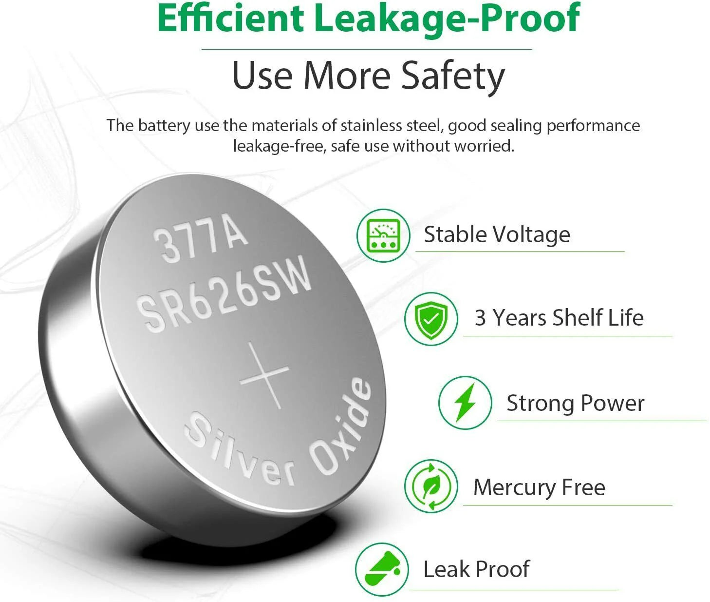 10 X OEM SPEC 377 376 364 363 WATCH BATTERY SR626SW SR626W Silver Oxide Battery