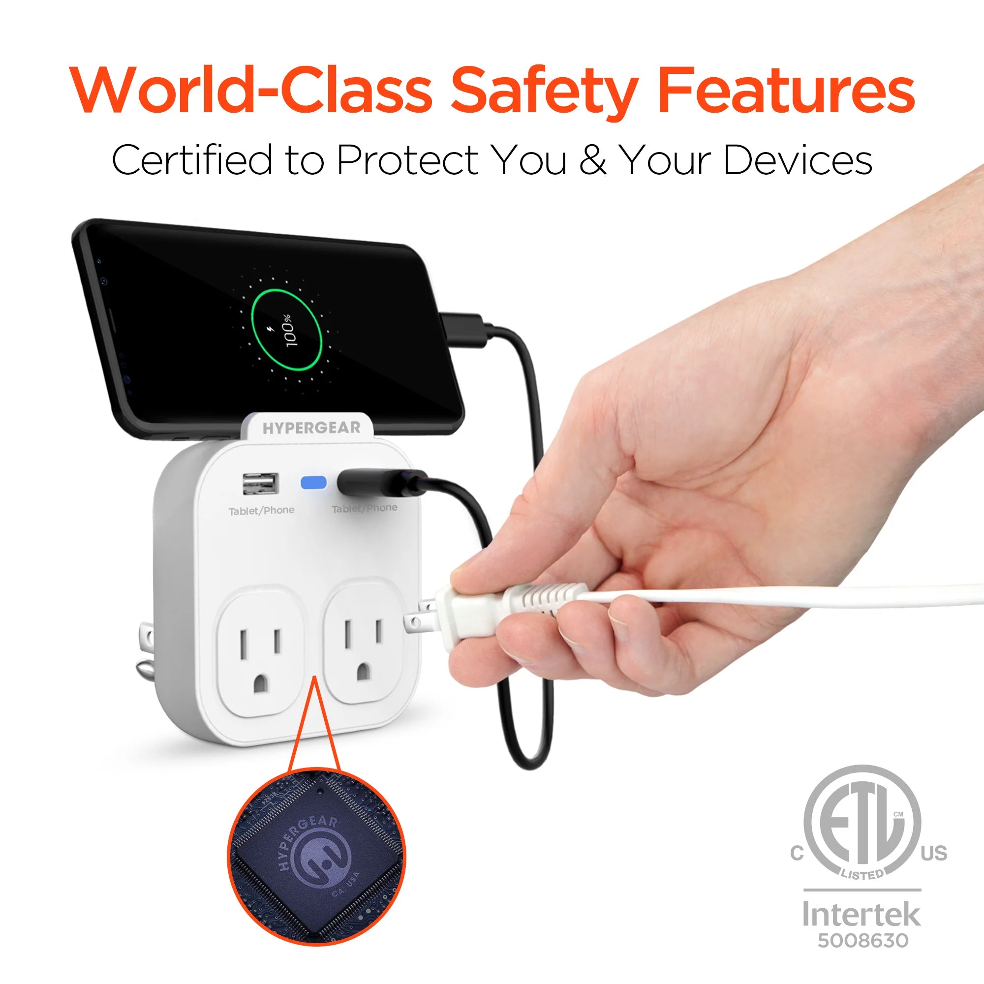 Hypergear Wall Adapter Power Strip White (13623-HYP)