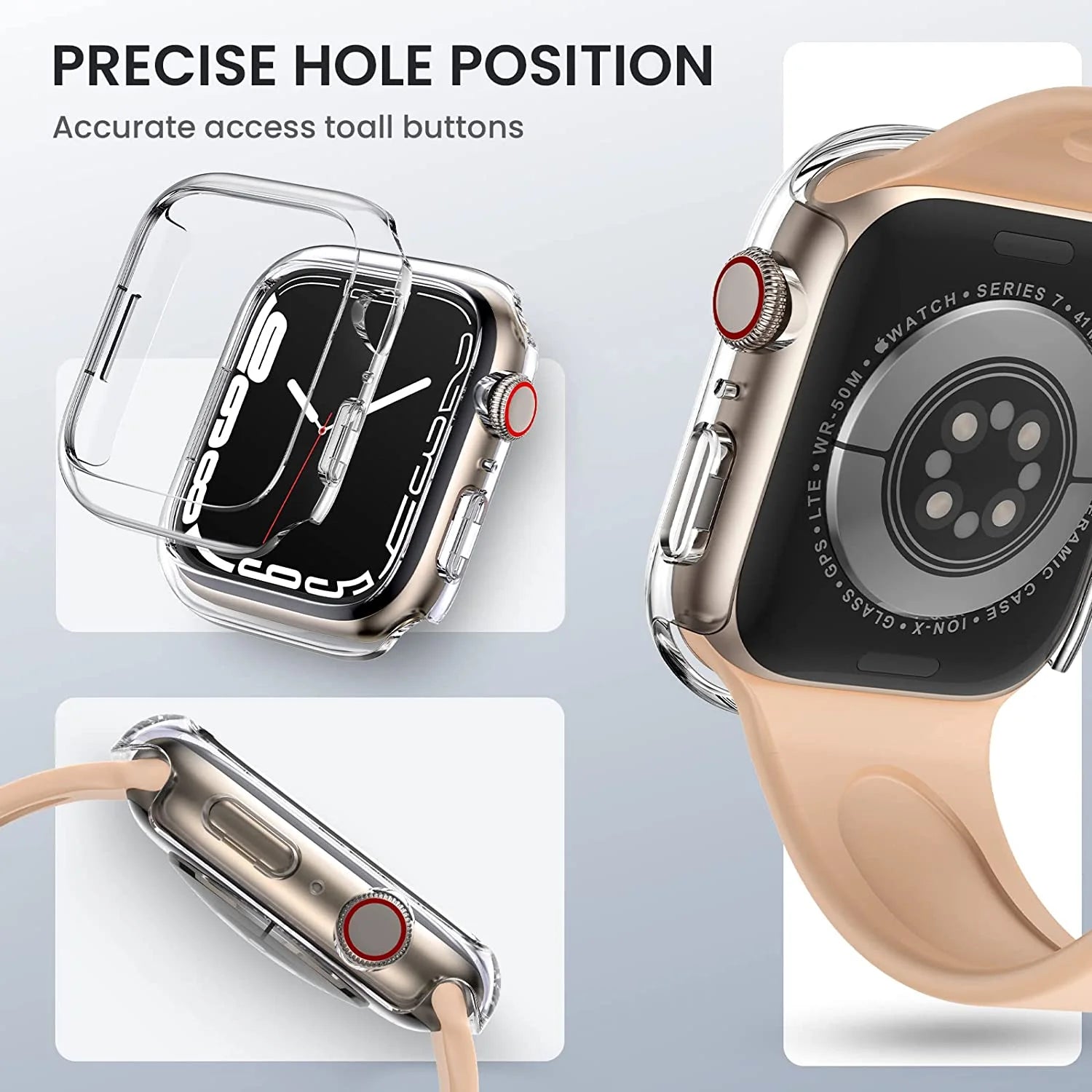 Case Cover for Apple Watch Series 8 7 49Mm 45Mm/41Mm 44Mm/40Mm 44 45 Mm All-Around Clear Frame Iwatch Ultra 4 3 5 Se 6 7 49 Mm
