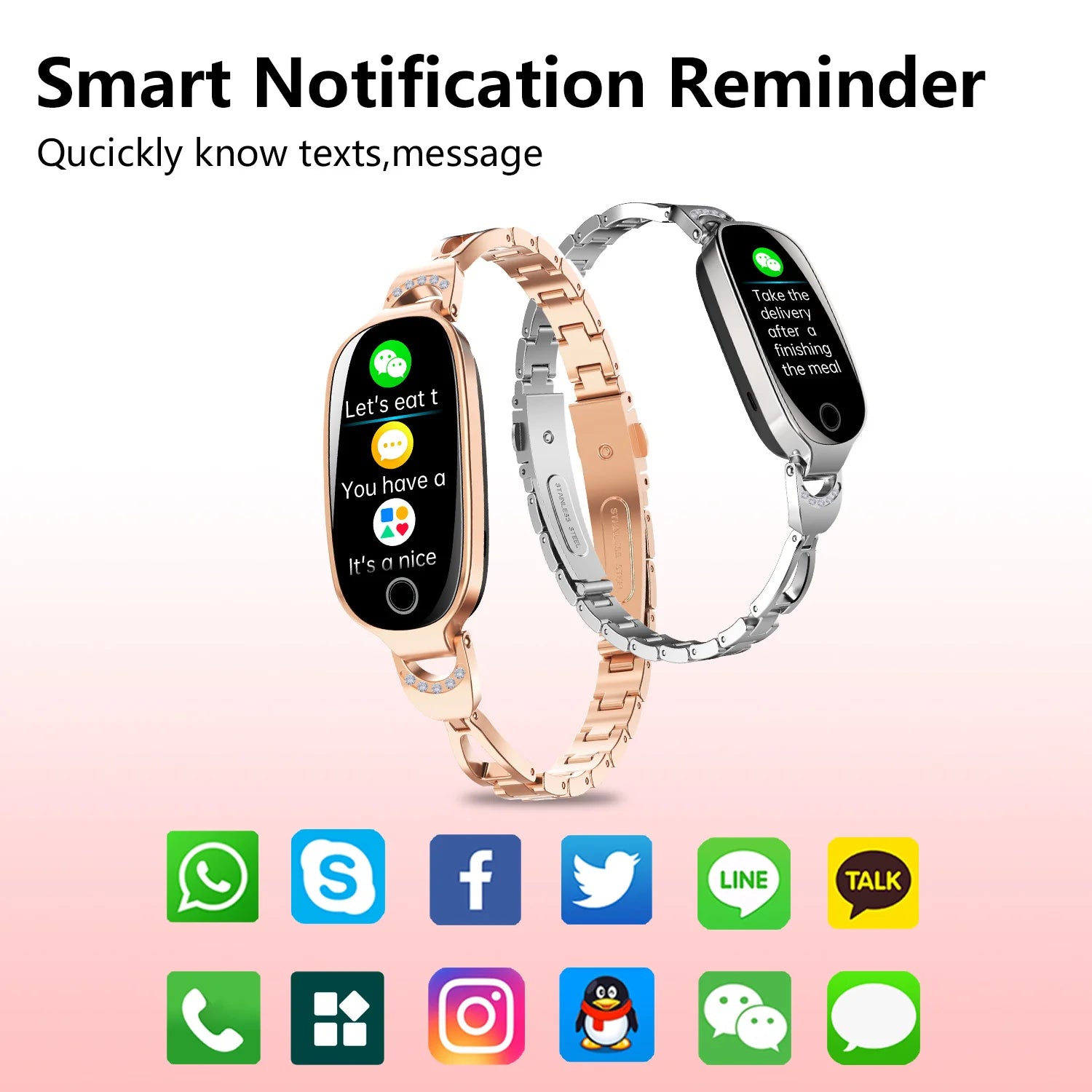 Gold Smartwatch for Women Compatible for Android& IOS with Female Menstrual Cycle Heart Rate Blood Pressure Remote Photography Waterproof Pedometer