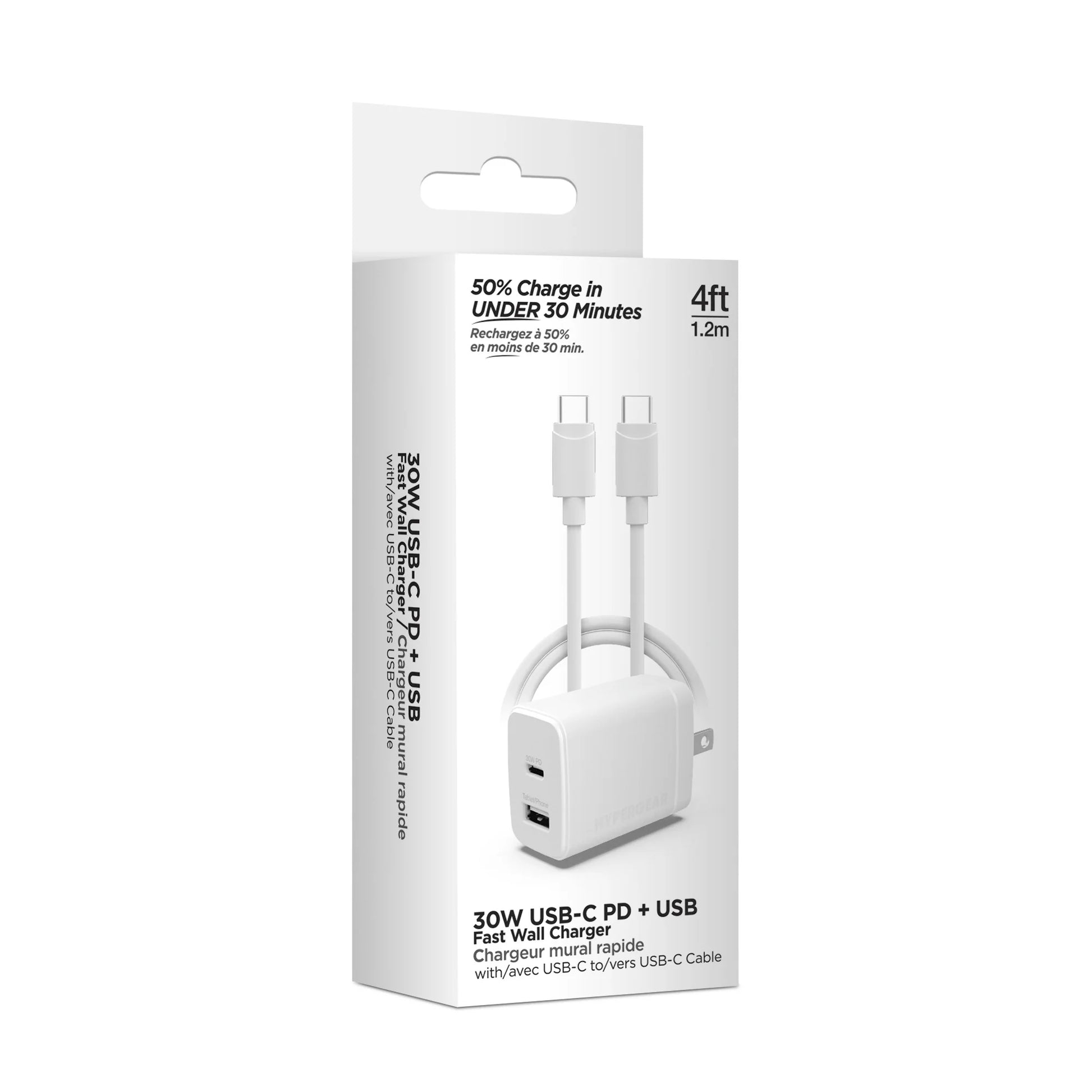 Hypergear 30W PD Dual Wall Charger + USB-C to USB-C